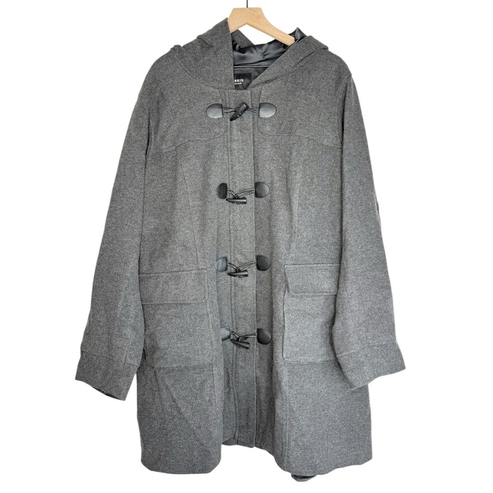 Torrid Plus Size Fleece Toggle Front Hooded Coat Gray 6X